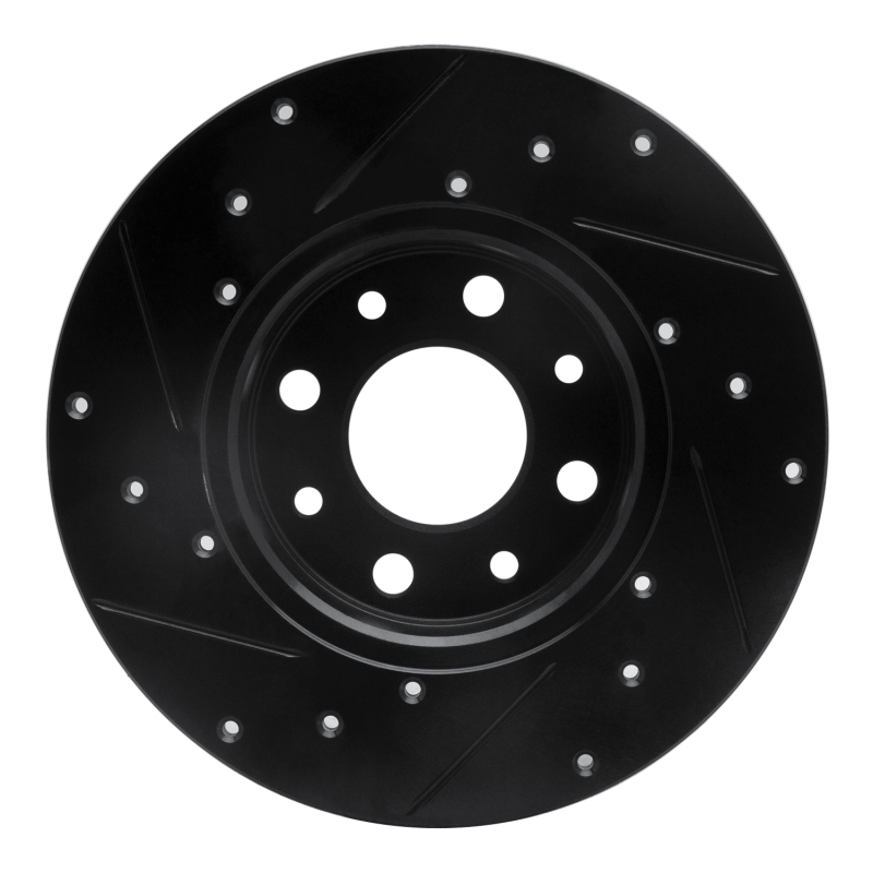 Fiat 500E Brake Rotor (1) - Rear Right - R1 Concepts - Drilled & Slotted - Black - `13-`19